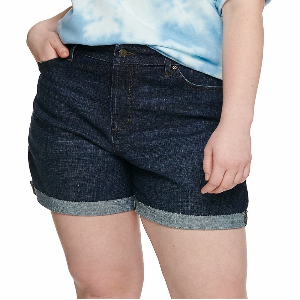 Plus Size 32 Womens Sonoma High Waist Denim Shorts Blue New Stretchy